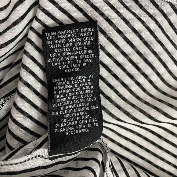 Zac & Rachel Top Womens 1X Blue White Stripe Ruffle Front Tie Nautical Coastal - Picture 11 of 12